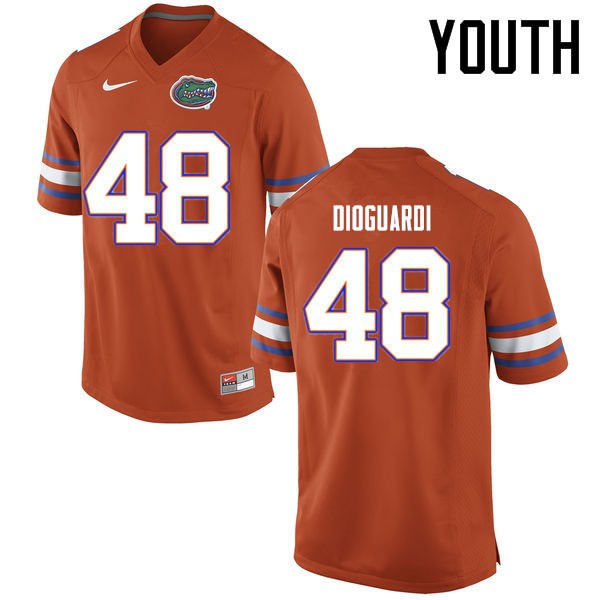 Florida Gators Youth #48 Brett DioGuardi College Football Jerseys Orange